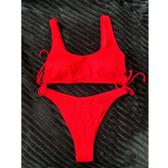 hollister red bathing suit